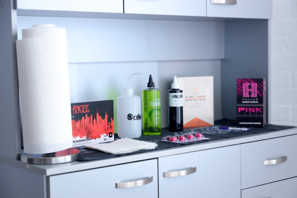 workstation of a tattoo artist